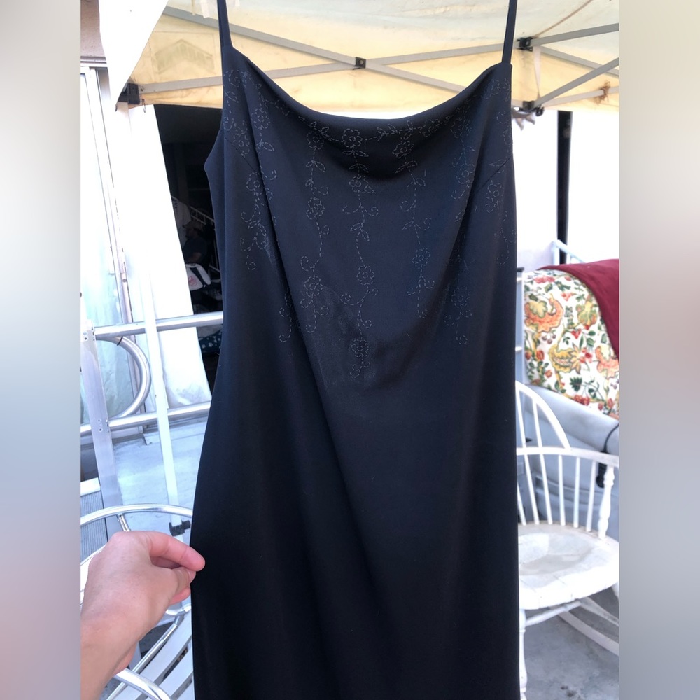 SOLD Vintage 90s Style Rampage Spaghetti Strap Floral Black Slip Maxi Dress - Picture 1 of 9